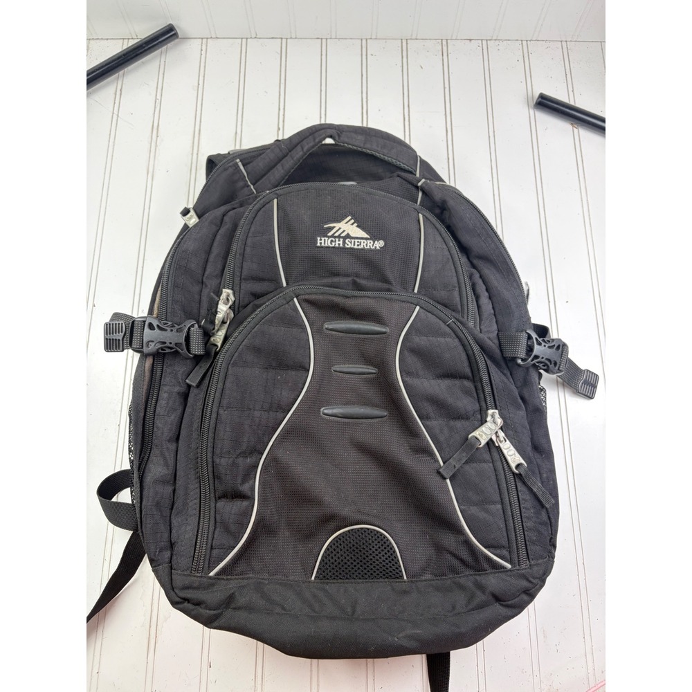High Sierra Swerve Laptop Black Multi Compartment School Travel Backpack Bag - Picture 2 of 14
